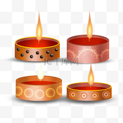 圆柱形diwali印度节日油灯