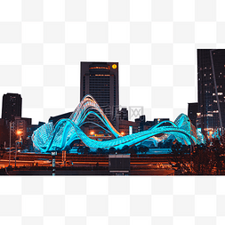 武汉城市建筑光谷广场星河夜景