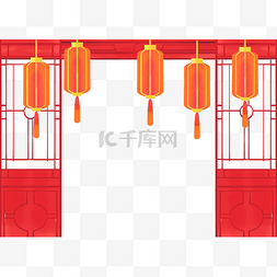 中式门红灯笼