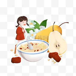 扣肉制作图片_秋冬滋养美食制作雪梨汤的女孩