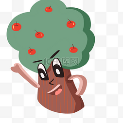 卡通苹果红色图片_红苹果的大树插画