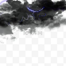 黑云闪电图片_手绘闪电效果厚重感乌云