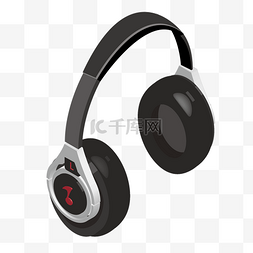 耳机黑色图片_黑色的耳机装饰插画