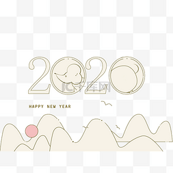 鼠年2020金鼠图片_鼠年2020金色中国风装饰 简约线条