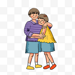 儿童节快乐的女孩图片_矢量免抠卡通可爱儿童节抱在一起