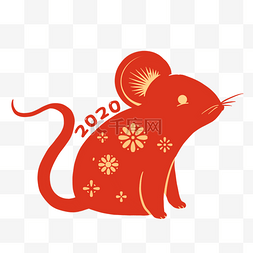 鼠年插画礼盒图片_2020年鼠年红色剪纸老鼠