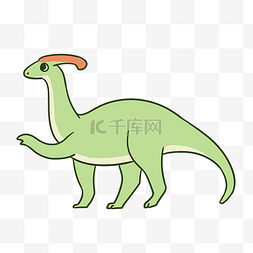 绿色恐龙图片_副栉龙的恐龙插画