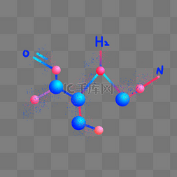 蓝色粉色分子原子