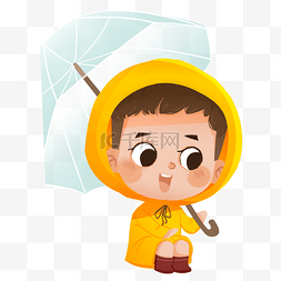 打伞男孩图片_谷雨节气打伞的男孩