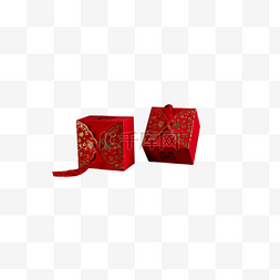 红色礼品袋图片_两个红色方形过节美礼盒png素材