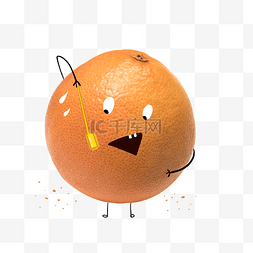 橙子照片结合插画