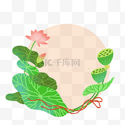 电商用图图片_古风荷花边框PNG