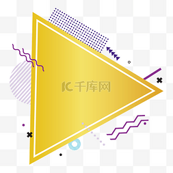 金色三角边框图片_漂浮几何渐变三角边框