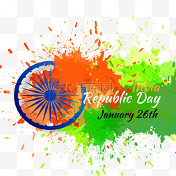 共和国日图片_橙色和绿色印度共和国日喷溅效果