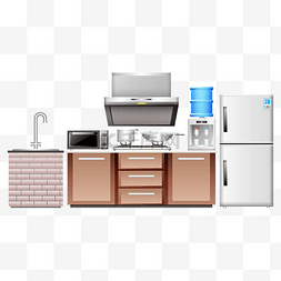 厨房灶台图片_厨房灶台和冰箱