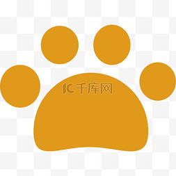 猫扁平图片_橙黄色的动物脚印