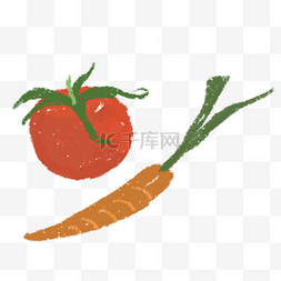 西红柿胡萝卜卡通做饭食材