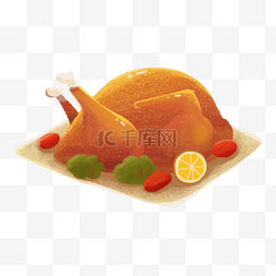 火鸡美食图片_彩色感恩节火鸡美食插画