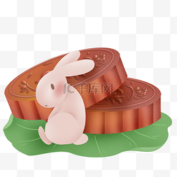 中秋节月饼和兔子