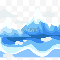 深蓝色海水图片_冰山融化海水浮冰云蓝色调装饰