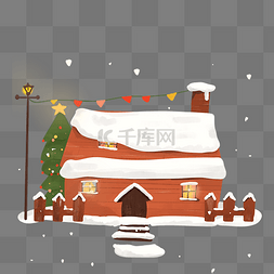 圣诞节积雪雪屋