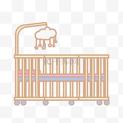 婴儿木床装饰插画