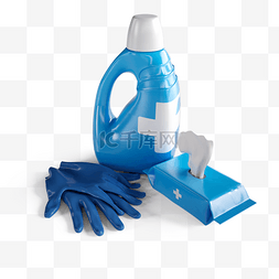 消毒湿巾图片_蓝色消毒3d元素