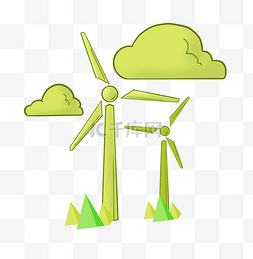 卡通绿色风车图片_卡通绿色风车