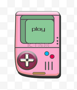 粉色单机游戏机插画