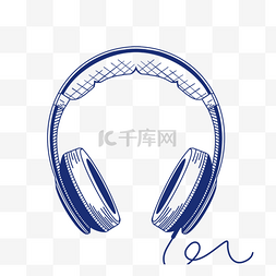 耳机蓝色艺术线条