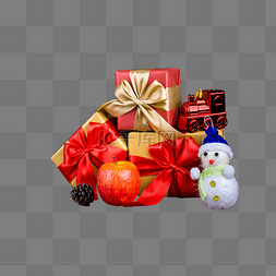 圣诞礼物盒元素图片_圣诞礼物盒松果圆球