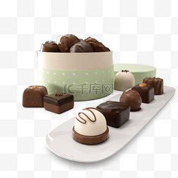 巧克力甜点礼盒三维元素