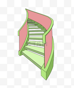 绿色楼梯装饰插画