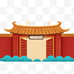 国风banner图片_新年中国风建筑传统开门banner