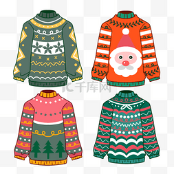 圣诞节毛衣线图片_彩色丑陋的圣诞毛衣