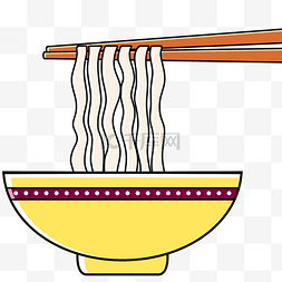 餐具插画素材图片_黄色碗具面条插画
