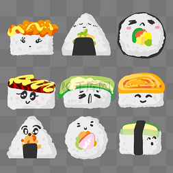 可爱饭团表情图片_日式卡通寿司鳗鱼牛油果