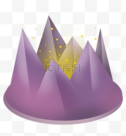 火山喷山图片_紫色立体发光山峰