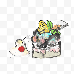 甜品冰淇淋手绘插画