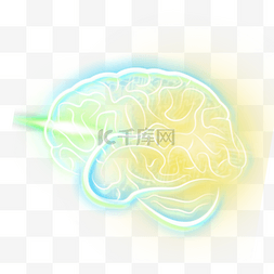 大脑思考素材图片_光泽感创意手绘大脑图案