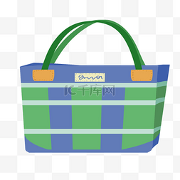 绿色网格购物袋