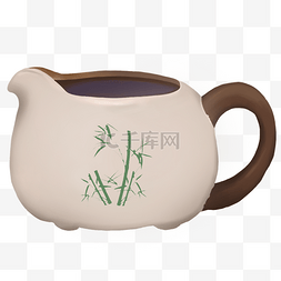 竹子图片_绿色的竹子茶杯插画