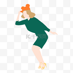 戴橙色帽子女孩插画