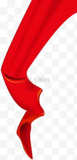 国庆节红色飘带图片_漂浮模糊红色彩带飘带修饰