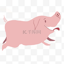 奔跑的的卡通猪图片_粉红色卡通猪