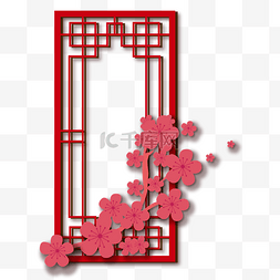 中国风红色窗户图片_中国风传统窗花剪纸装饰