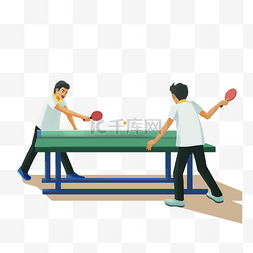 俩个学生打乒乓球