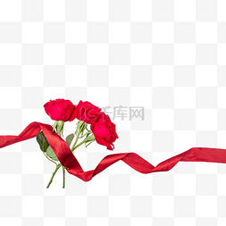 红色玫瑰花丝带