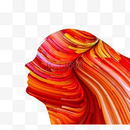 抬头线条图片_橙色立体抽象线女性剪影元素