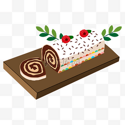 白色彩边的圣诞蛋糕yule log cake